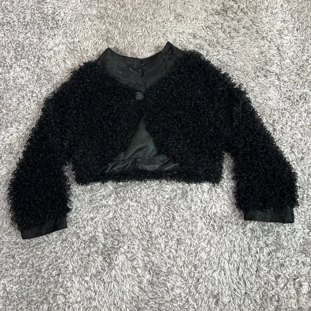 Black Textured Bolero Shrug Gothic Victorian Cropped Jacket Handmade by Shenova - Picture 5 of 11